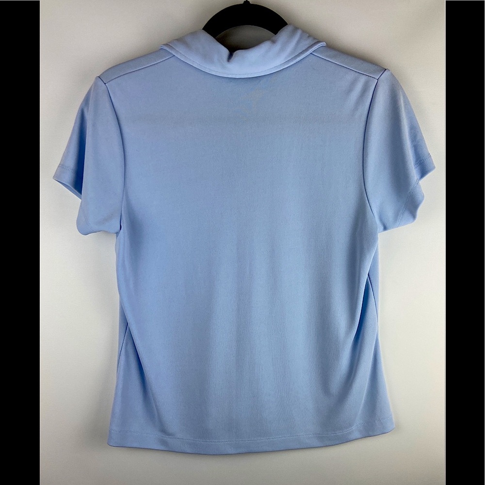 Ann Taylor Light Blue Short-Sleeve Button Polo Blouse - Picture 2 of 3